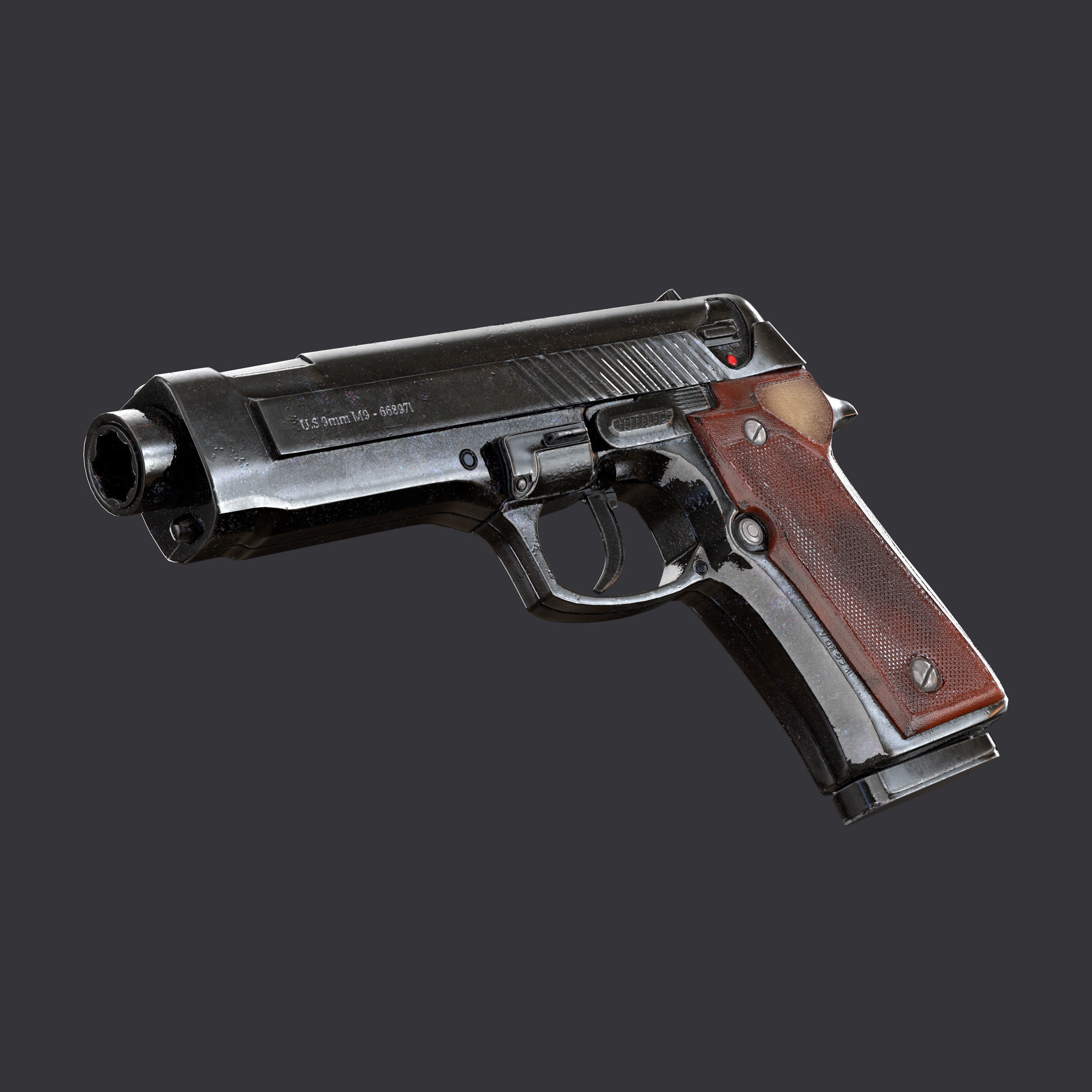 3d hand gun like Beretta M9 style 3D model Low-poly 3D model_4