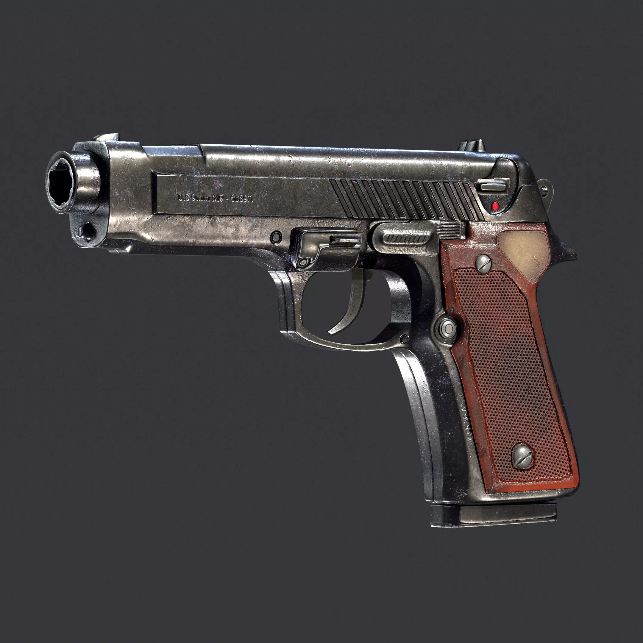 3d hand gun like Beretta M9 style 3D model Low-poly 3D model_0