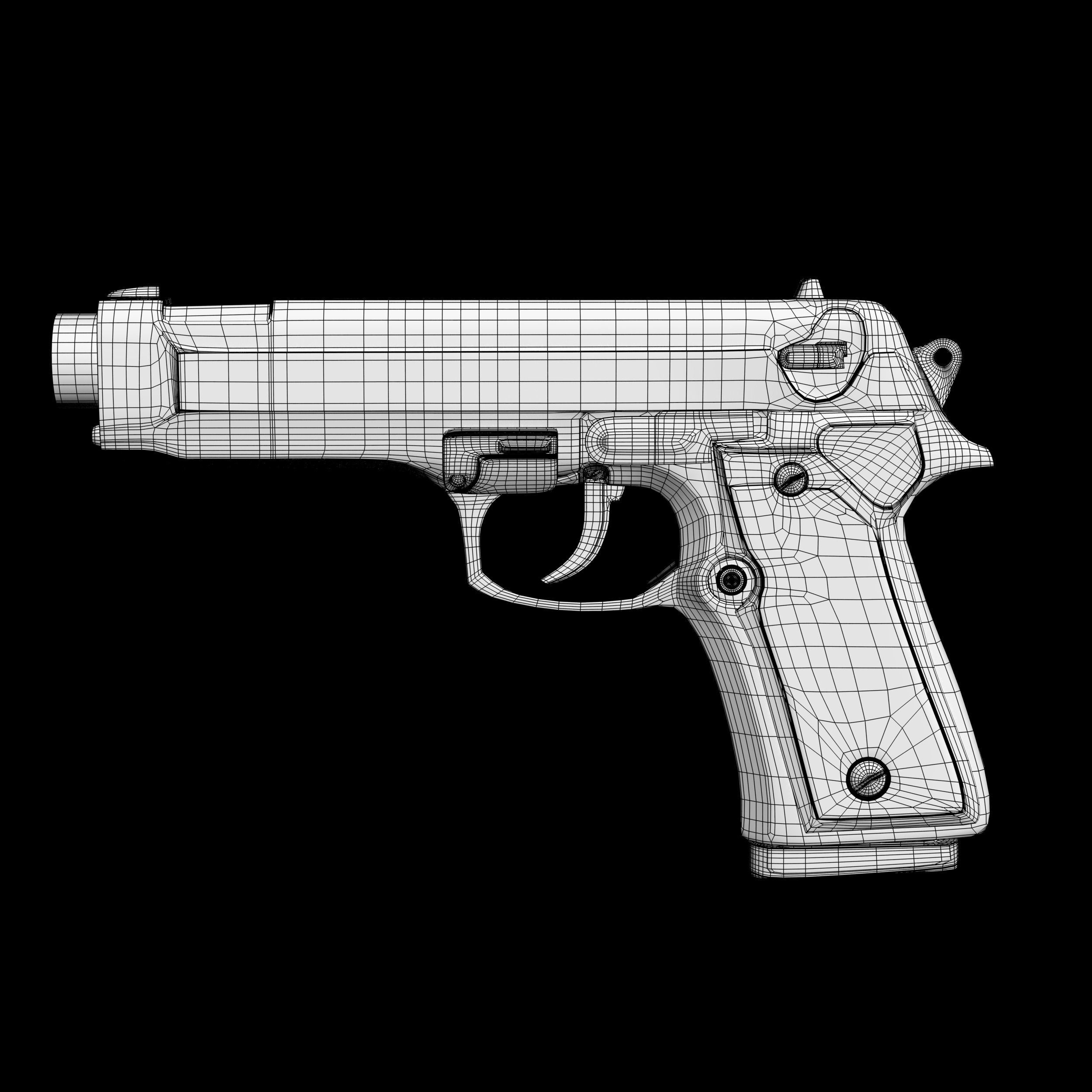 3d hand gun like Beretta M9 style 3D model Low-poly 3D model_6