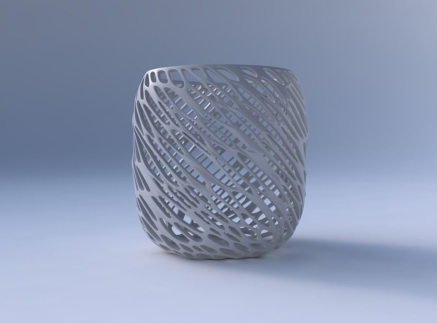 Bowl cylindrical with twisted diagonal organic lattice 3D print model_4