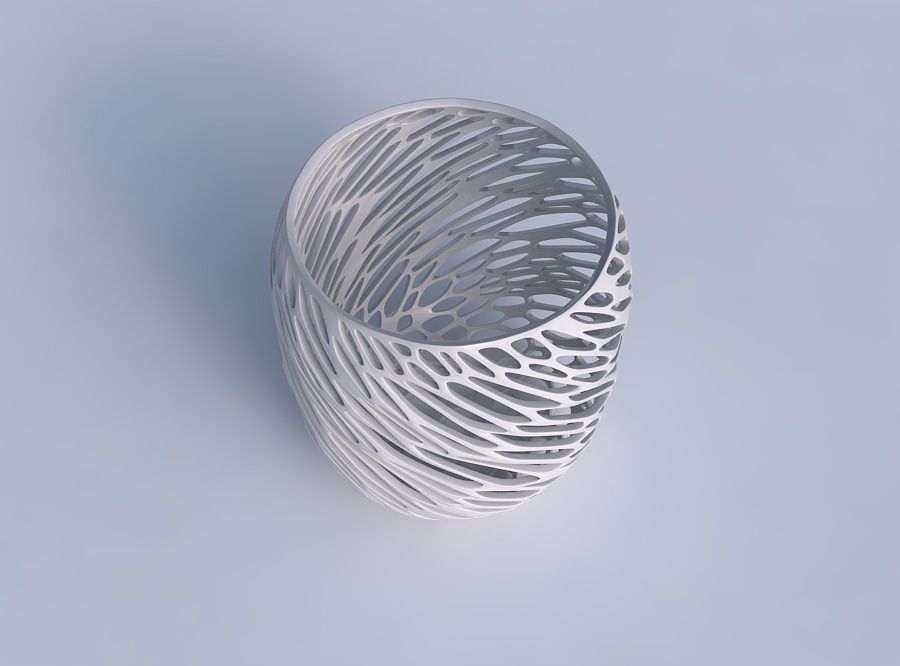 Bowl cylindrical with twisted diagonal organic lattice 3D print model_1