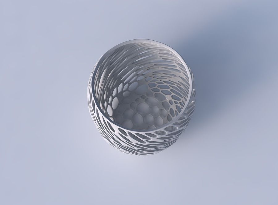 Bowl cylindrical with twisted diagonal organic lattice 3D print model_2