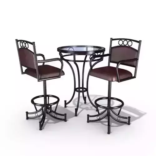 Metal Brown Table With Two Chairs
