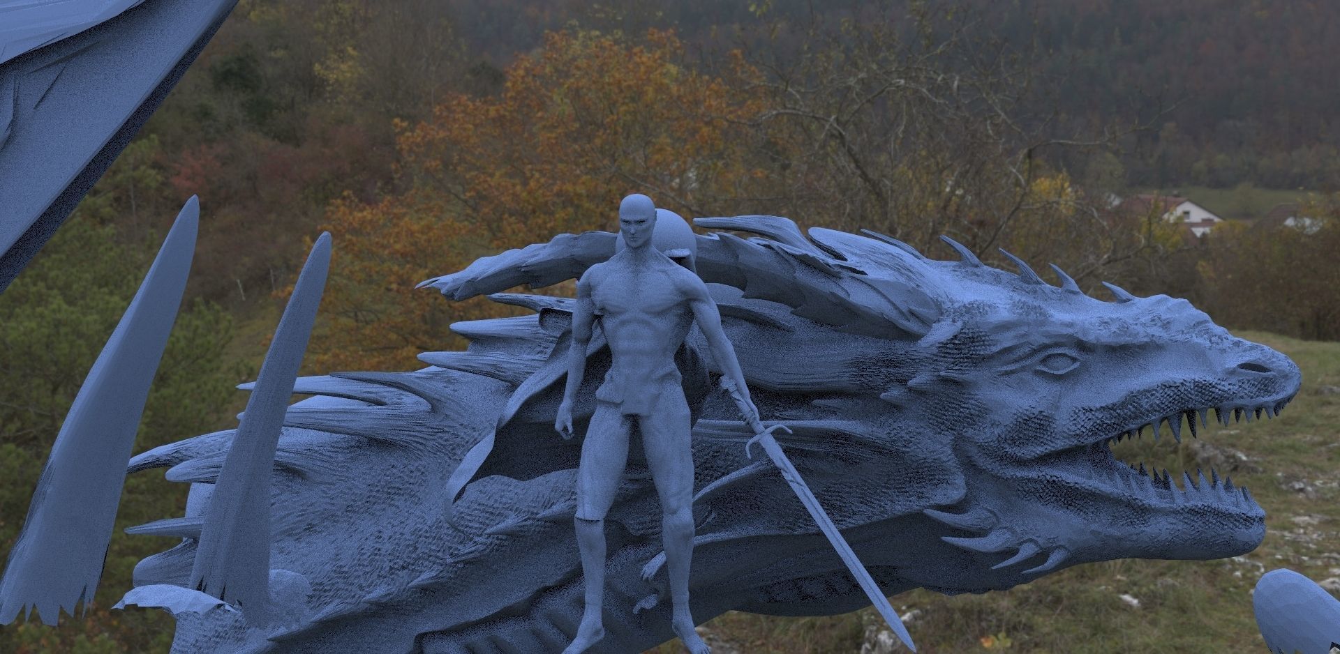 Man of Steel with Dragon 3D model_1