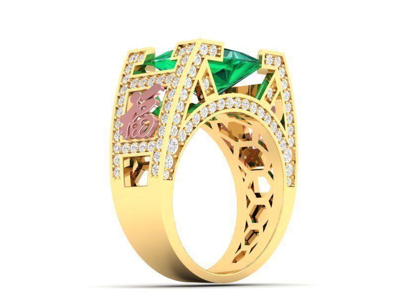 Luxury Emerald Diamond Ring for Men  406 3D print model_3