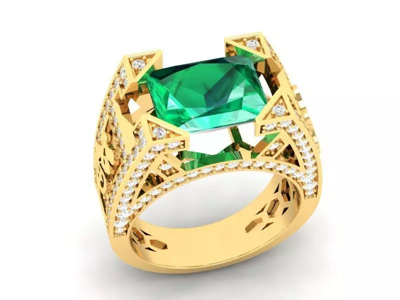 Luxury Emerald Diamond Ring for Men  406 3D print model_0