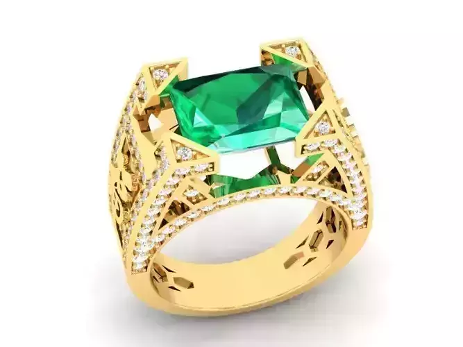 Luxury Emerald Diamond Ring for Men  406