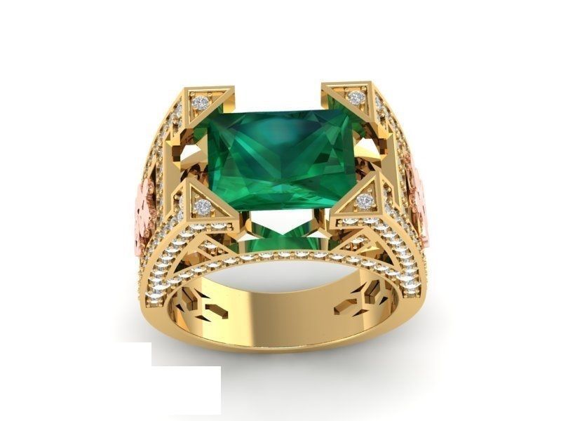 Luxury Emerald Diamond Ring for Men  406 3D print model_5