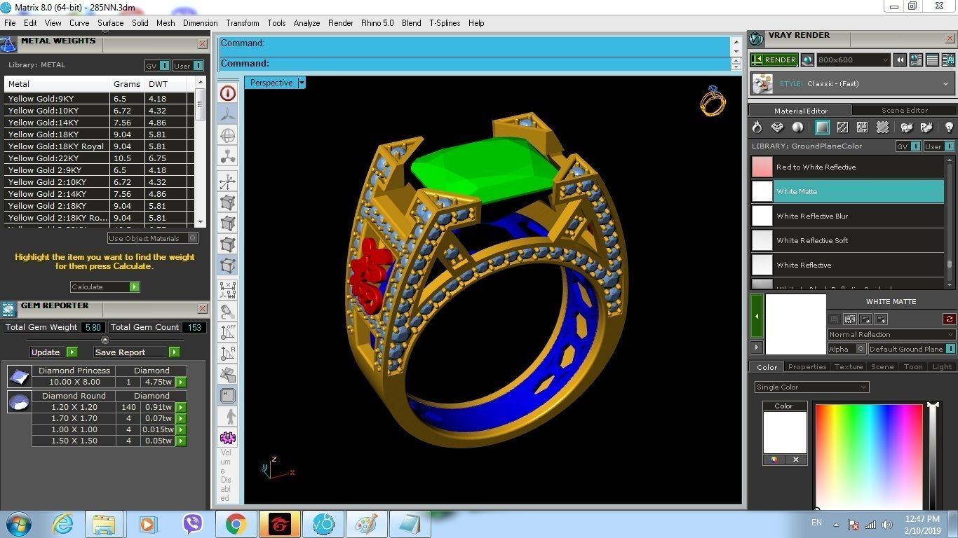 Luxury Emerald Diamond Ring for Men  406 3D print model_11