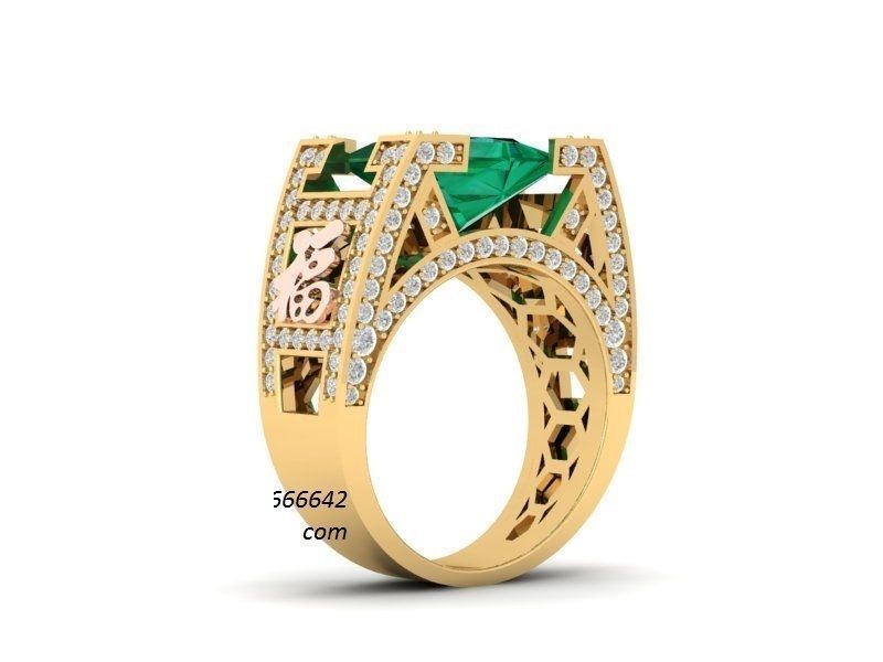 Luxury Emerald Diamond Ring for Men  406 3D print model_7