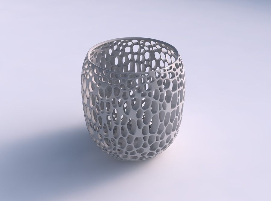 Bowl cylindrical with organic lattice and twisted thickness 3D print model_0
