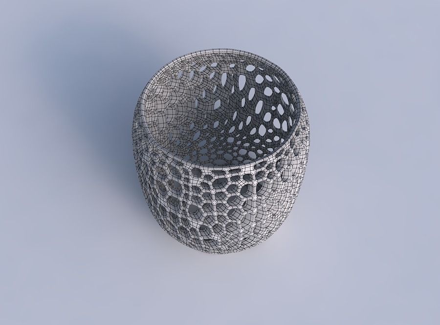 Bowl cylindrical with organic lattice and twisted thickness 3D print model_6