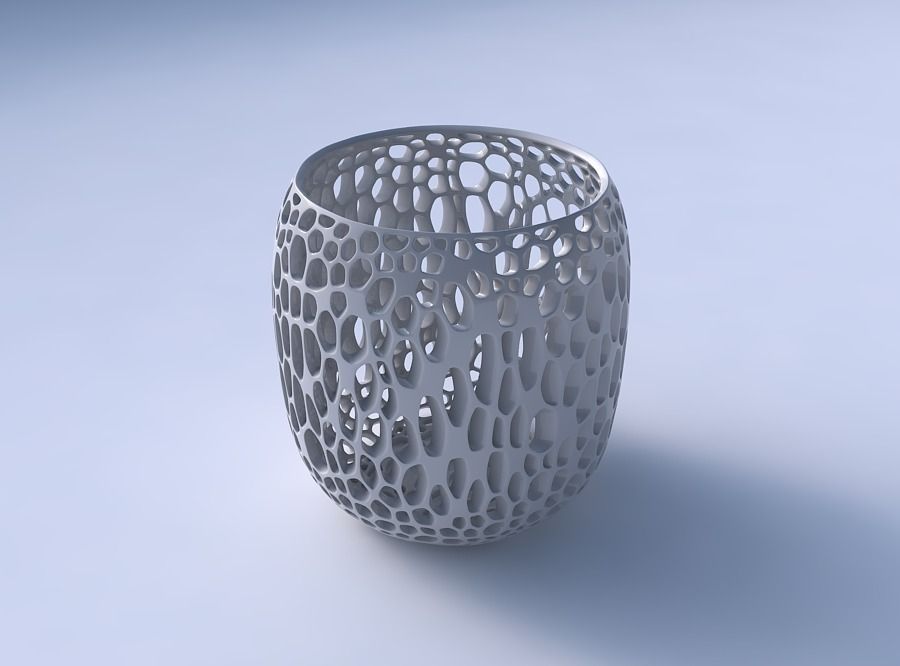Bowl cylindrical with organic lattice and twisted thickness 3D print model_3