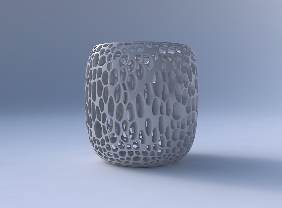 Bowl cylindrical with organic lattice and twisted thickness 3D print model_4