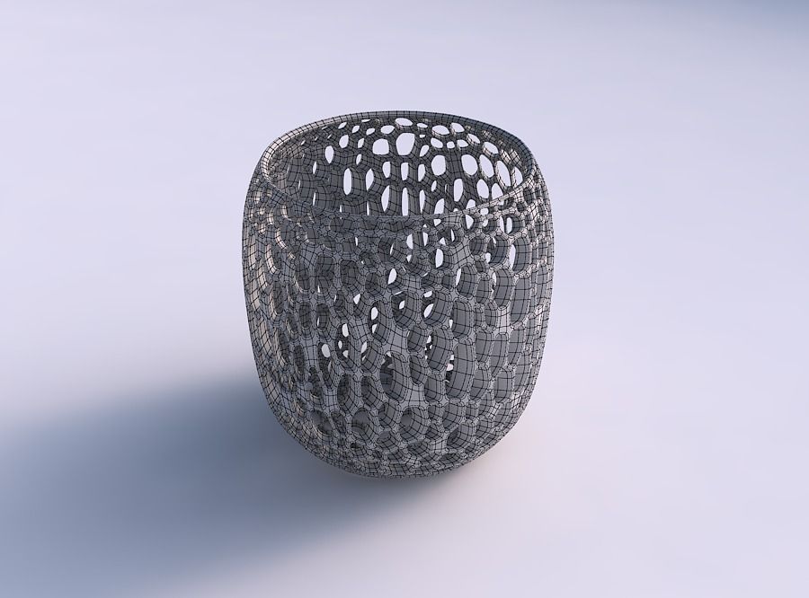 Bowl cylindrical with organic lattice and twisted thickness 3D print model_5