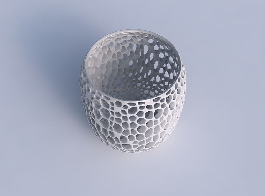 Bowl cylindrical with organic lattice and twisted thickness 3D print model_1