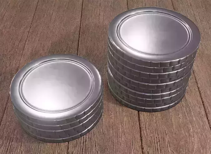 Realistic silver coin - simple silver coin 3d model Low-poly 3D model