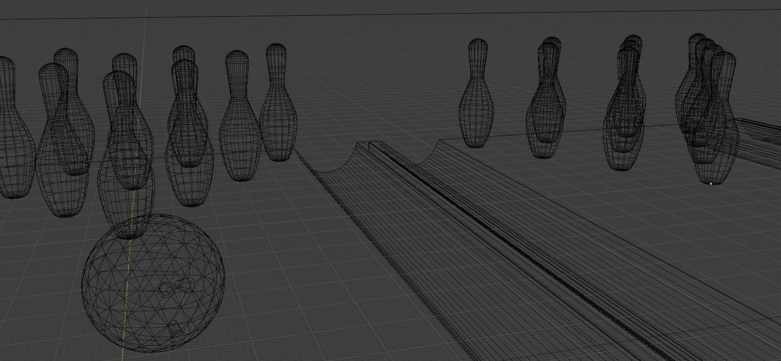 Bowling Pins Balls Lanes Sample Scene Set Low-poly 3D model_3