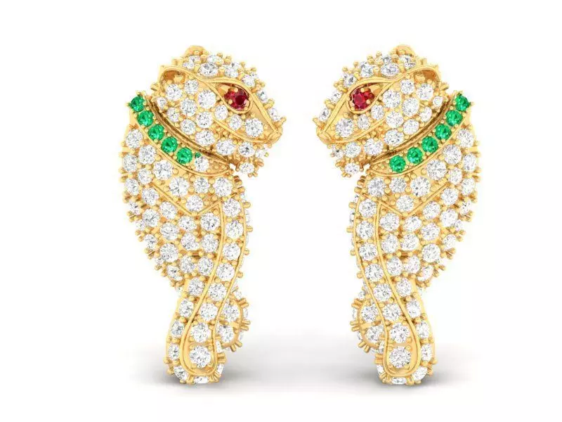 Asian Dragon Luxury Pave Stone Earrings 2021 3D print model
