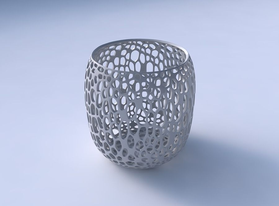 Bowl cylindrical with fine organic lattice 3D print model_3