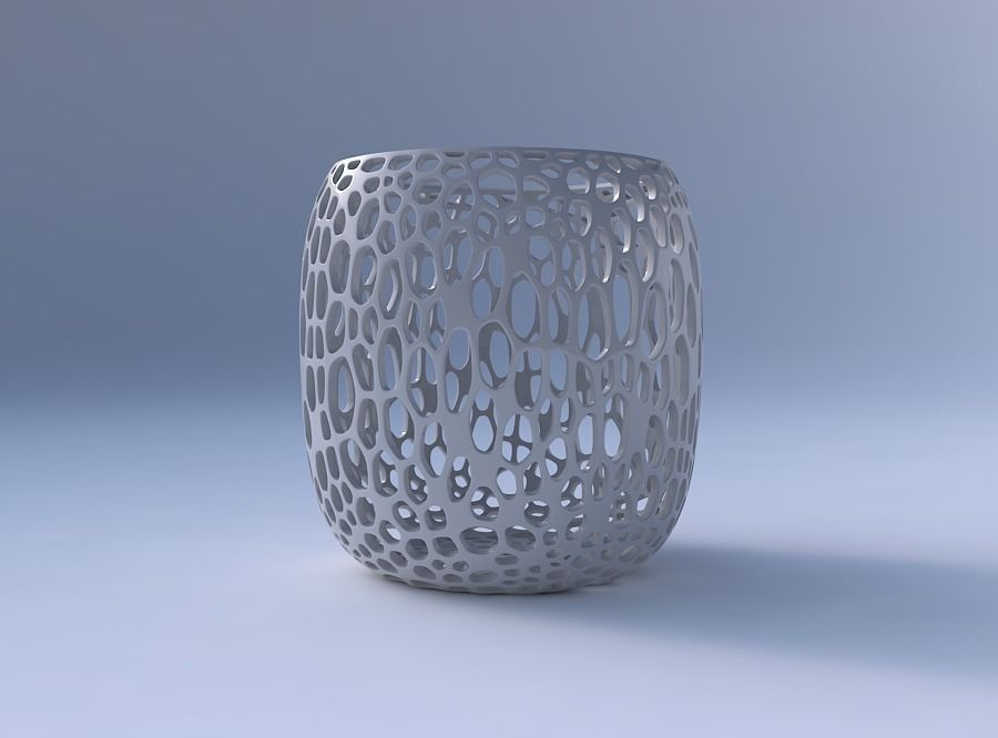 Bowl cylindrical with fine organic lattice 3D print model_4