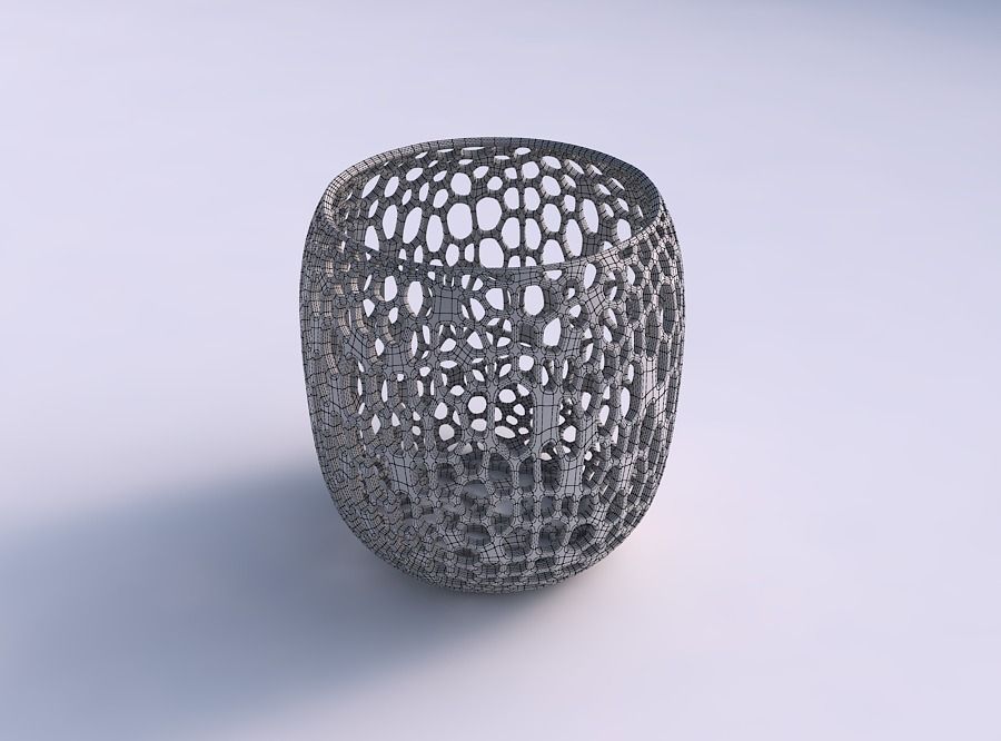 Bowl cylindrical with fine organic lattice 3D print model_5