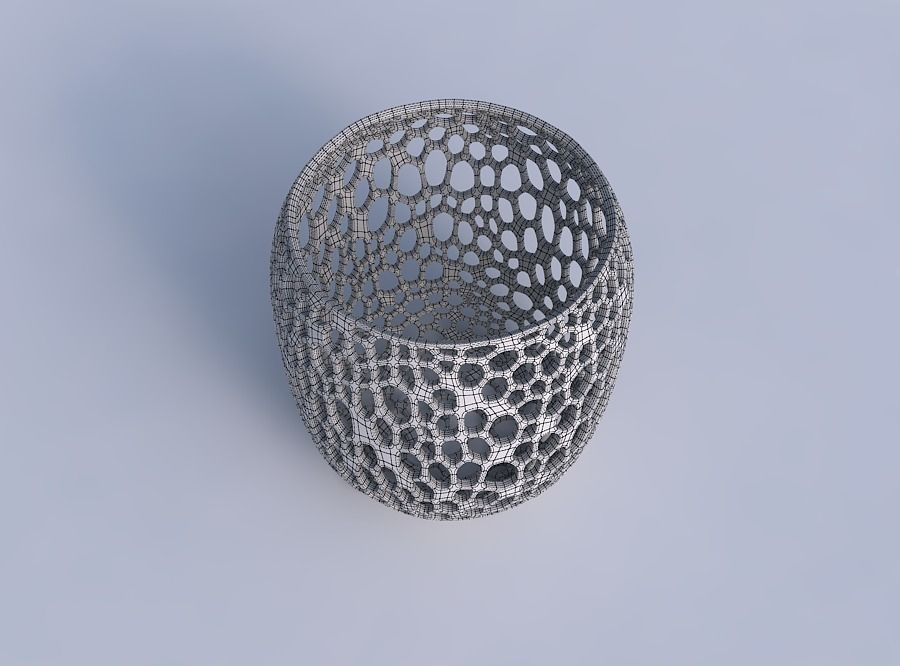 Bowl cylindrical with fine organic lattice 3D print model_6