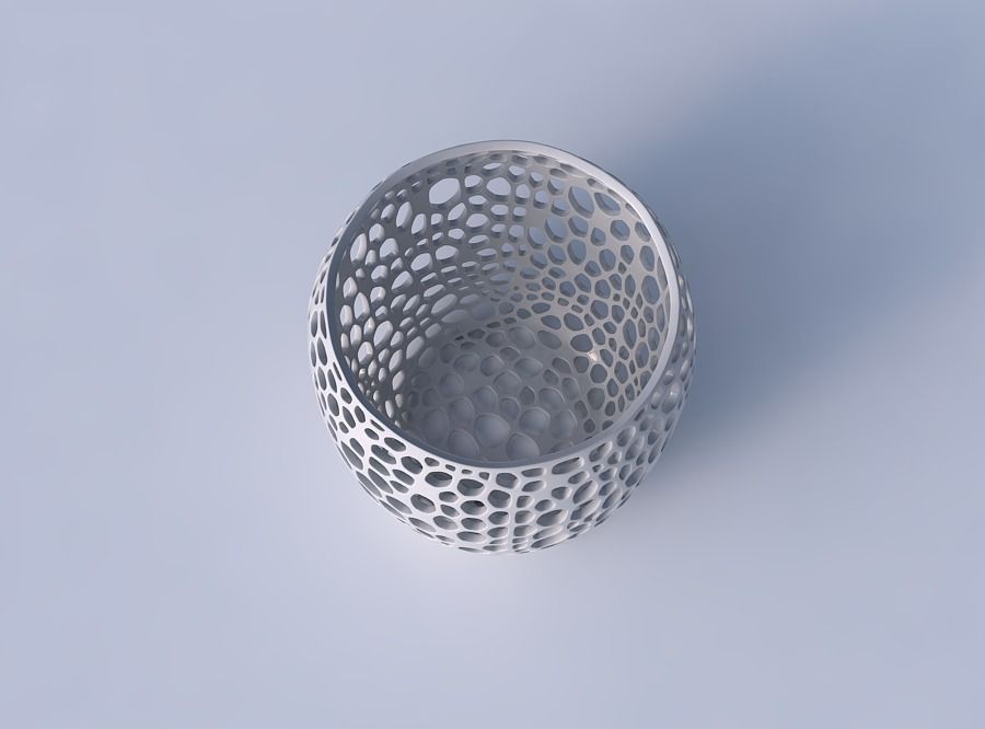 Bowl cylindrical with fine organic lattice 3D print model_2
