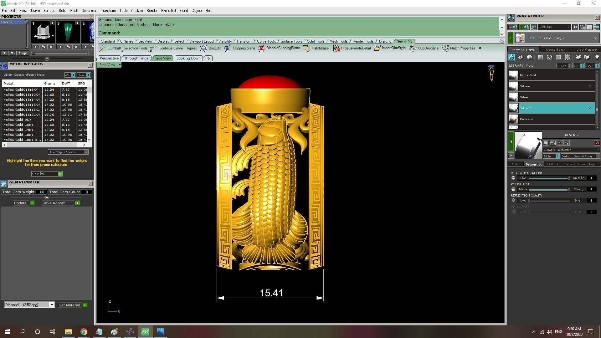 Fengshui Lucky Koi Fish Red Gem Ring for Men  435 3D print model_4