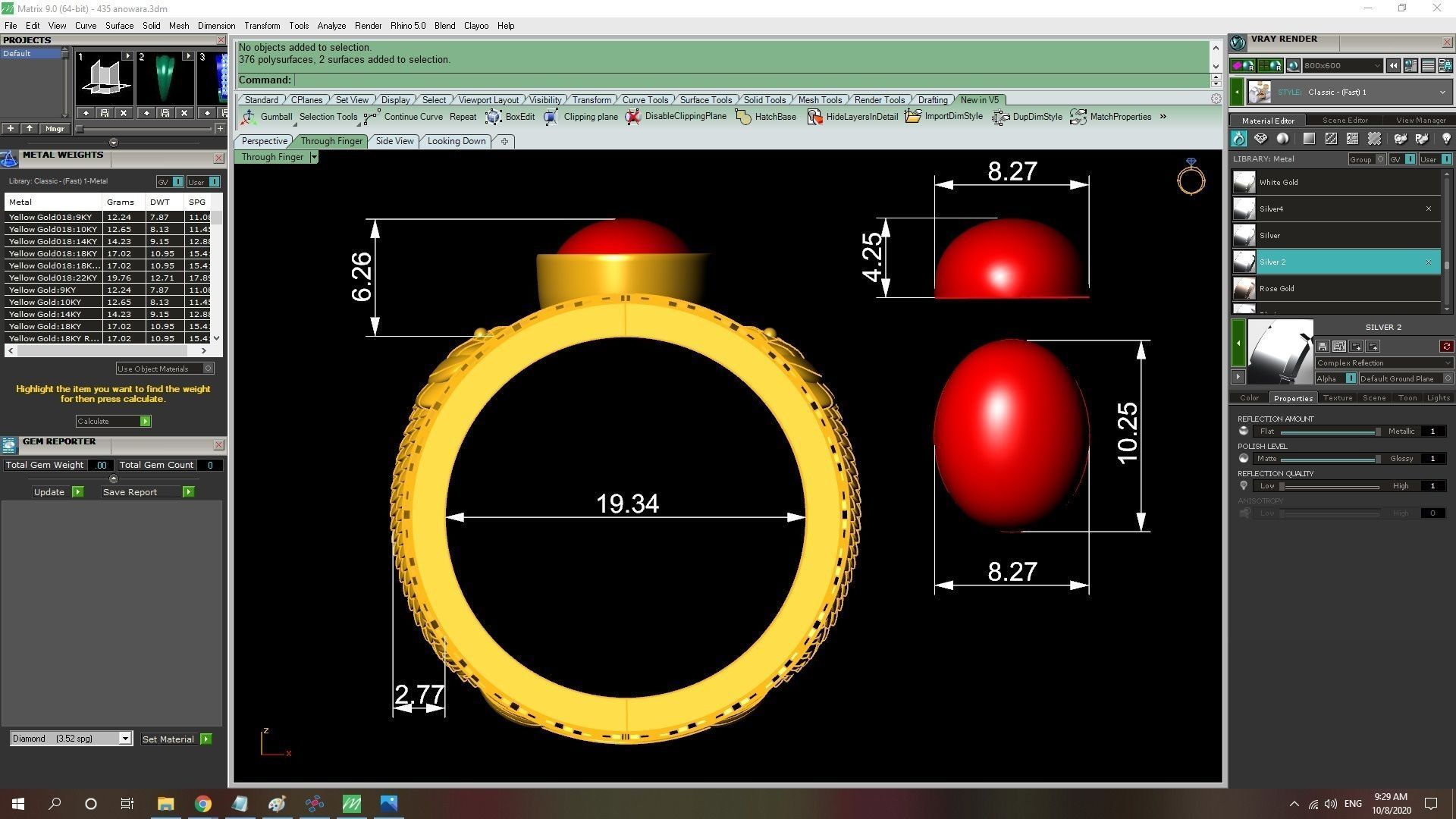 Fengshui Lucky Koi Fish Red Gem Ring for Men  435 3D print model_11