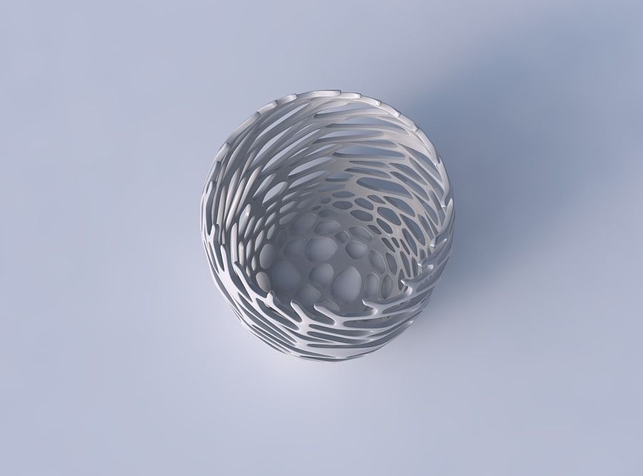 Bowl cylindrical with cracked and twisted organic lattice 2 3D print model_2