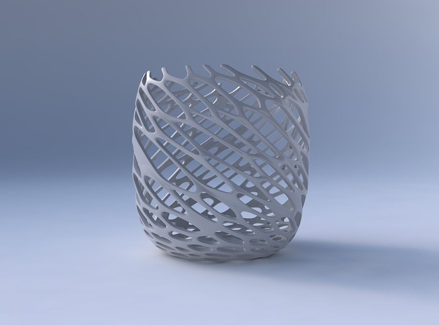 Bowl cylindrical with cracked and twisted organic lattice 2 3D print model_4