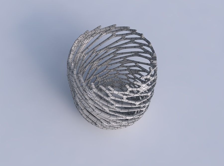 Bowl cylindrical with cracked and twisted organic lattice 2 3D print model_6