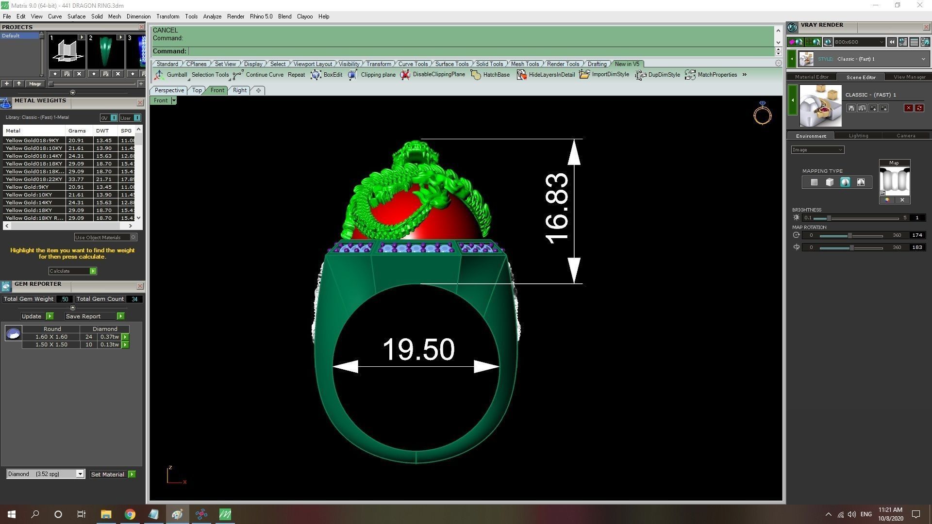 dragon ring with ruby oval  for men 441 3D print model_7