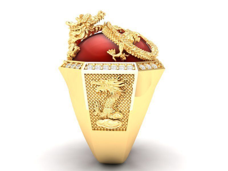 dragon ring with ruby oval  for men 441 3D print model_2