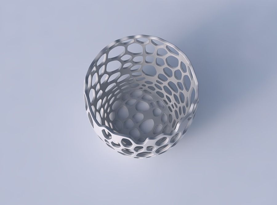 Bowl cylindrical with cracked organic lattice 3D print model_2
