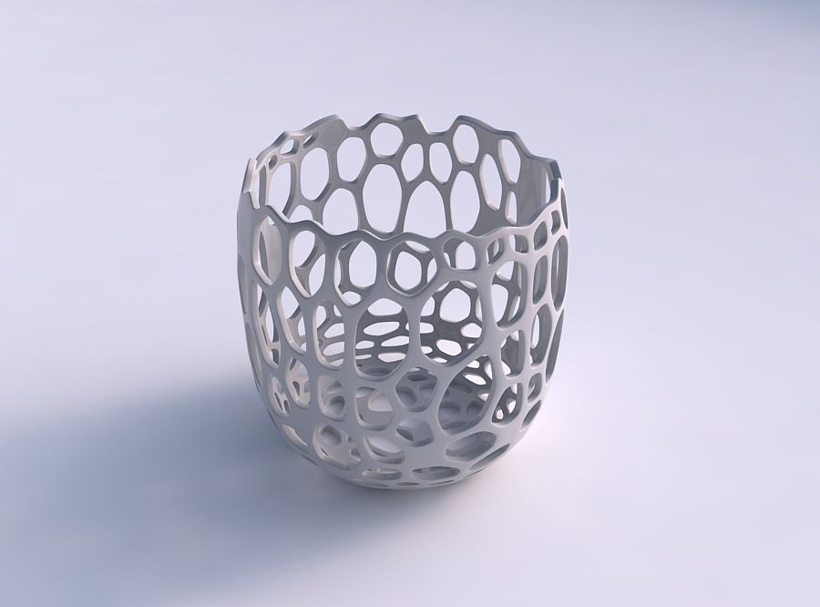 Bowl cylindrical with cracked organic lattice 3D print model_0