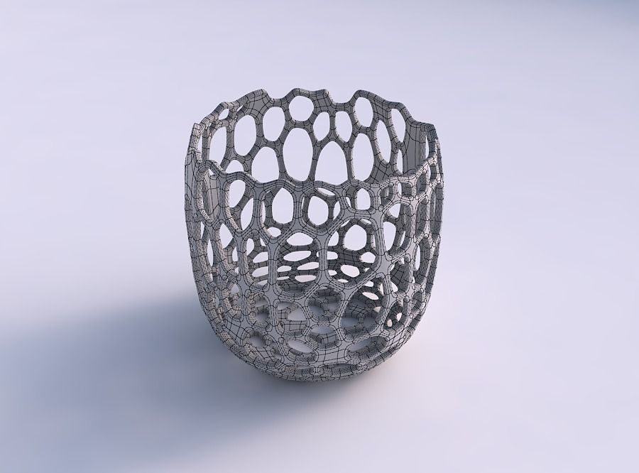 Bowl cylindrical with cracked organic lattice 3D print model_5