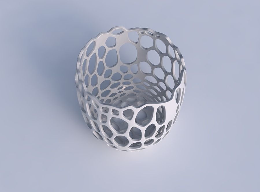 Bowl cylindrical with cracked organic lattice 3D print model_1
