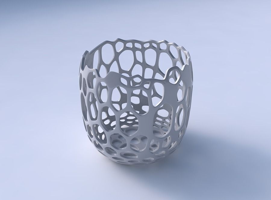 Bowl cylindrical with cracked organic lattice 3D print model_3