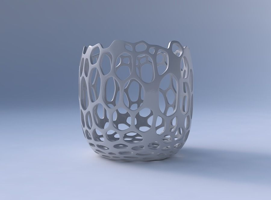 Bowl cylindrical with cracked organic lattice 3D print model_4