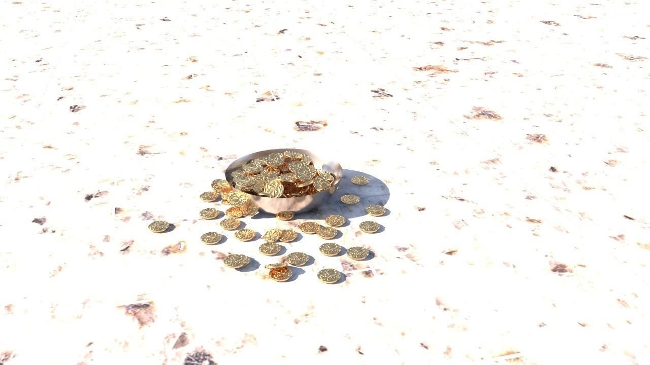 Coins bowl of gold 3D model_52
