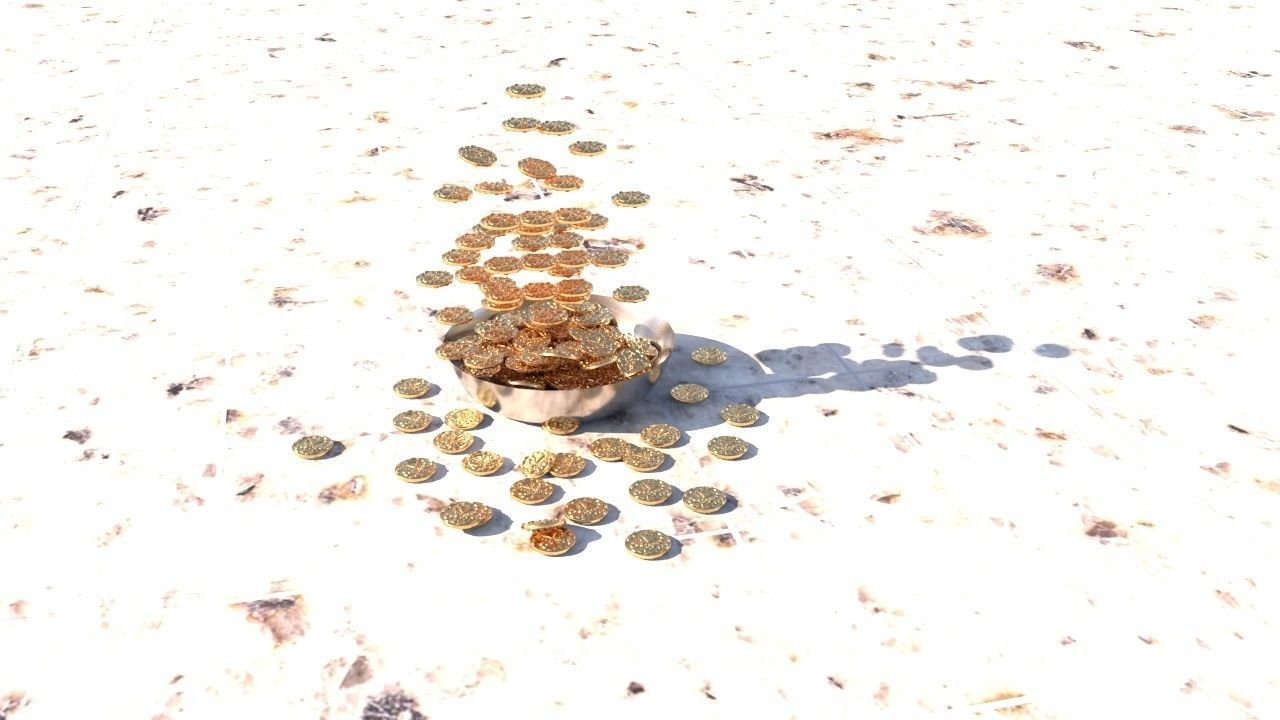 Coins bowl of gold 3D model_44