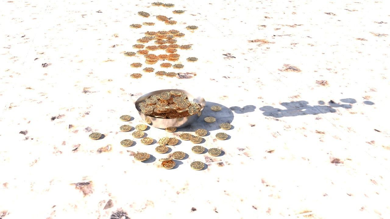 Coins bowl of gold 3D model_41