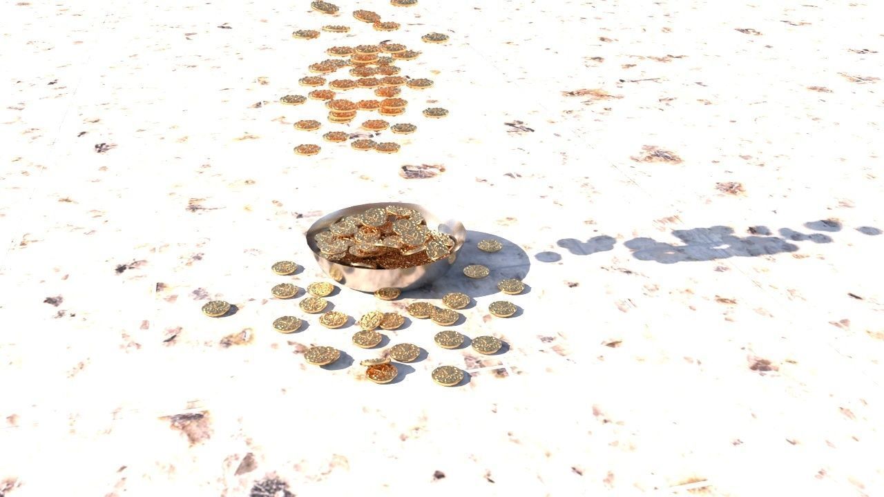 Coins bowl of gold 3D model_40