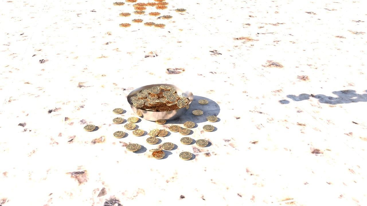Coins bowl of gold 3D model_36