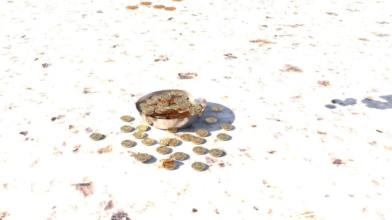 Coins bowl of gold 3D model_33