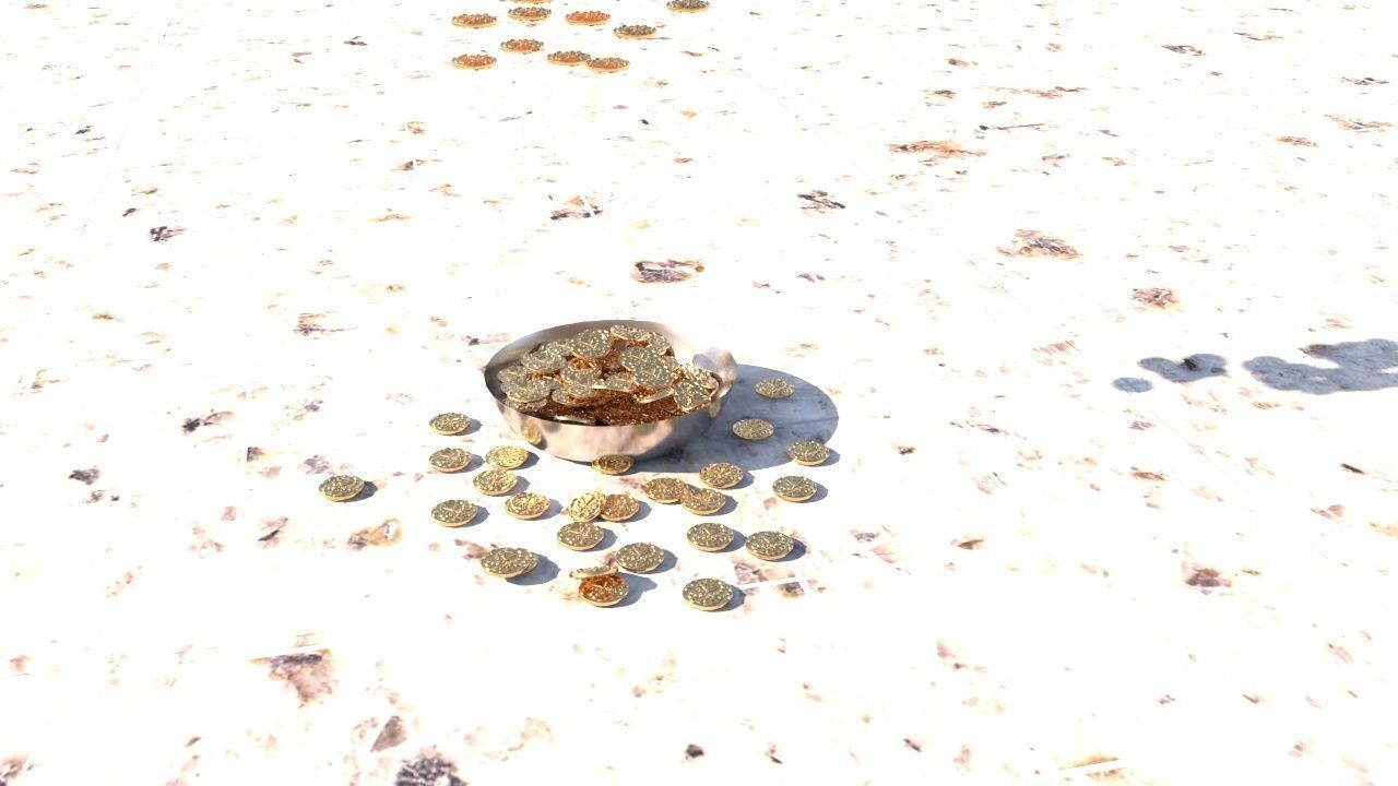 Coins bowl of gold 3D model_35
