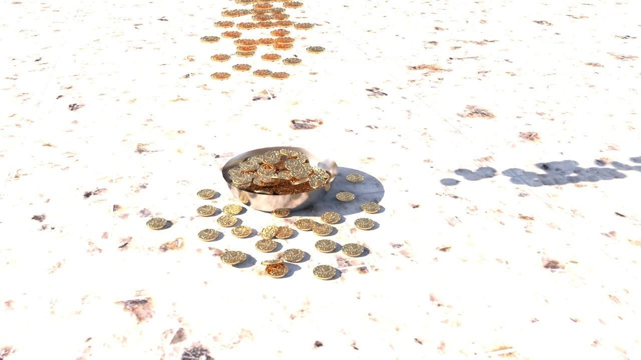Coins bowl of gold 3D model_38