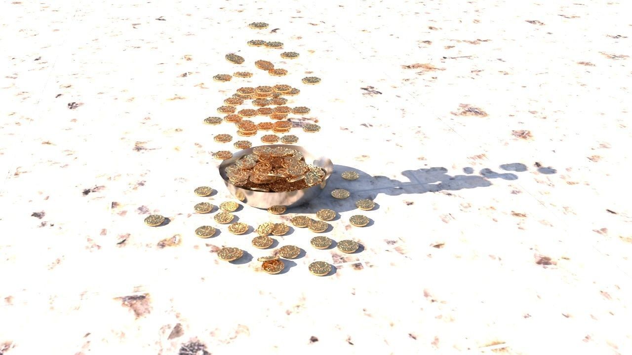 Coins bowl of gold 3D model_43